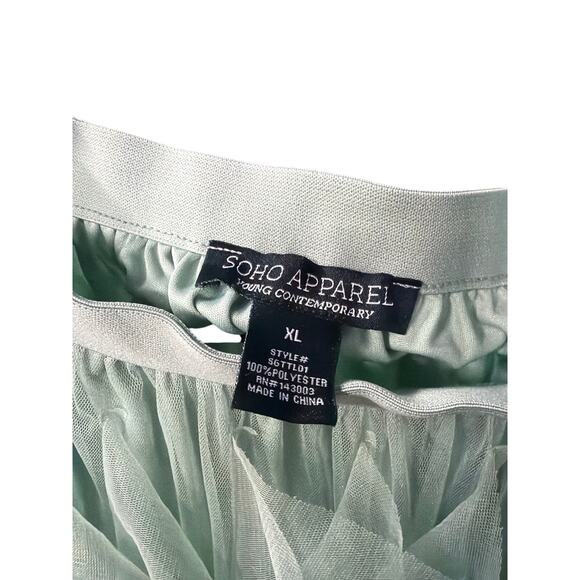Soho Apparel Ethereal Sage Tiered Tulle Maxi Skirt XL - Picture 4 of 4